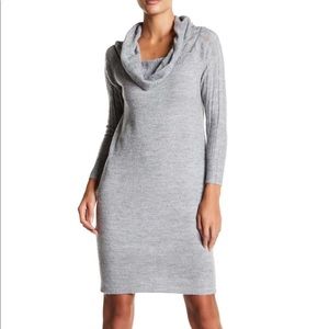 SOLUTIONS OFF THE SHOULDER‎ COWL NECK LONG SLEEVE MINI DRESS SIZE L (NWT)